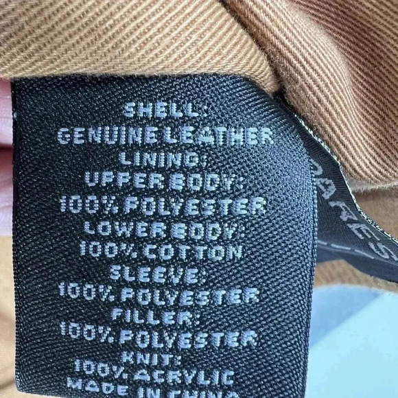 Roundtree & Yorke Mens L Genuine Leather Bomber Jacket Tan Diamond Quilted Liner - Picture 15 of 16